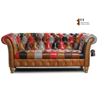 Canapé Chesterfield moderne de luxe en patchwork pour petit salon moderne, meubles de salon en cuir véritable, meubles de maison, canapé