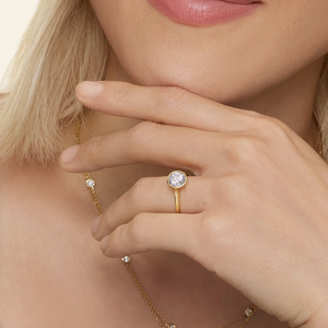 0.80 CT แหวนเงินประดับ925เพชรที่เจียระไนสว่างสดใสทรงกลมแหวนสวยงามและเป็นอมตะสำหรับเธอในวันเกิด - Product Image 3