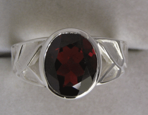 Shah Gems <b>925</b> Sterling <b>Silver</b> Men's <b>Ring</b> Natural Garnet with Bezel Setting Fine Jewelry for Everyday Wear - Product Image 1