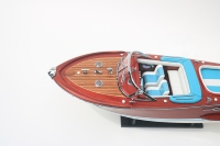 Precio Especial: Modelo de Lancha Rápida de Madera Pintada a Mano, Riva Aquarama de 40 cm, Diseño Rectangular Moderno Italiano, Decoración de Escritorio