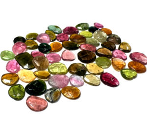 Tranche de tourmaline facettée naturelle en forme de rose, vente en gros, pierres précieuses multicolores en vrac pour la fabrication de bijoux - Product Image 1