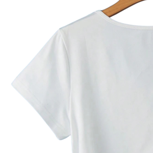 Camiseta de Manga Corta con Cuello en V para Mujer, Estilo Casual de Verano, Detalle de Nudo Lateral, Camiseta Básica Suave, Transpirable, Tejida y Ligera - Product Image 3