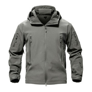 Veste softshell pour homme automne-hiver, vente en gros, logo personnalisé, col montant, coupe-vent, imperméable, décontractée, fermeture éclair, chaude - Product Image 1