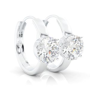 Boucles d'oreilles créoles en moissanite ronde et mignonne pour femmes - Product Image 1