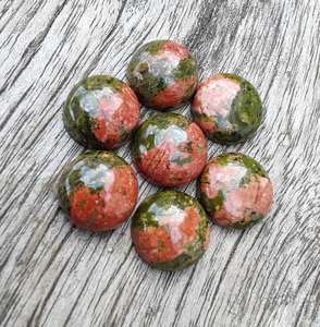 AAA + Calidad Natural Unakite Cabochon Corte ovalado Parte posterior plana Calibrado Piedra preciosa Venta al por mayor Todos Los tamaños disponibles - Product Image 5
