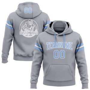 Direct Industry Wholesale 3D Embroidered Custom Stitched Gray Light Blue-<b>White</b> Football Pullover <b>Sweatshirt</b> Hoodie - Product Image 1
