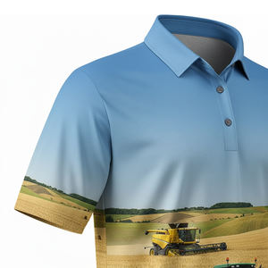 Chemises pour hommes en polyester 100% pour l'agriculture, impression intégrale, boutons, style sportif, séchage rapide, respirant, vente en gros - Product Image 6