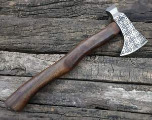 Custom Handmade High Carbon Steel <b>Viking</b> Hatchet Industrial Grade Leather Sheath Natural Wood Handle 1 Year Warranty Camping - Product Image 3