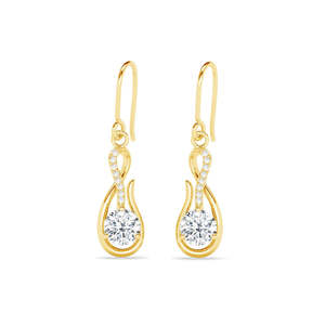 Boucles d'oreilles pendantes solitaires en argent, design goutte d'eau géométrique, plaqué platine, religieuses, pour mariage, perles et diamants - Product Image 1