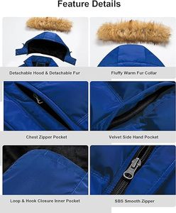 Chaqueta Larga Acolchada para Hombre con Capucha de Piel, Impermeable, Cortavientos, Cálida, Informal y a la Moda para Invierno - Product Image 5