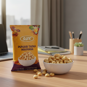 GLEE Makhana (Noix de renard) rôti, saveur Punjabi Tadka épicée, faible en gras, texture semi-molle |   Collation riche en protéines sans gluten | - Product Image 3