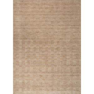 Alfombra de Lana Hecha a Mano de Gran Tamaño, Color Beige y Marrón, Rectangular de 9x12, con Patrón de Rayas Sólidas para Uso en el Hogar o el Pasillo - Modelo Hwl-272 - Product Image 1