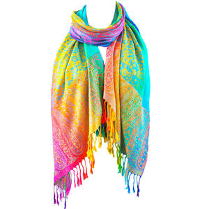 Vintage Jacquard Cashew Nut Fringe <b>Scarf</b> <b>Shawl</b> <b>Ethnic</b> Lanital Design for Women in Autumn Season - Product Image 6