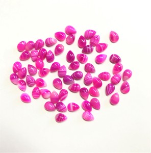 Haute qualité AAA 7x10mm naturel rose Agate Cabochon forme de poire pierre semi-précieuse IGI calibré pierres précieuses en vrac en gros - Product Image 2