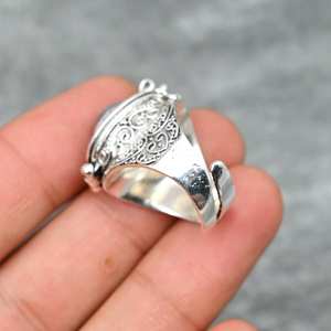 Bague boîte à pilules en pierre de lune, bague ajustable, boîte à message en pierre précieuse, bague boîte secrète en argent sterling 925, bijoux en pierre de lune - Product Image 6