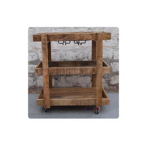 Gabinete de barra de carro de madera maciza de lujo moderno con ruedas muebles de madera de mango muebles de madera modernos de interior - Product Image 5