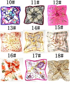 Wholesale Summer Women Retro Cashew Scarf Soft Floral <b>Printed</b> Square Custom Head Wrap Fashion New <b>Leopard</b> Satin Silk Scarf - Product Image 6