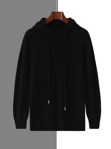 2024 automne hiver nouveau pull en cachemire hommes 100% laine à capuche col tricot pull affaires décontracté à manches longues sport à capuche - Product Image 4