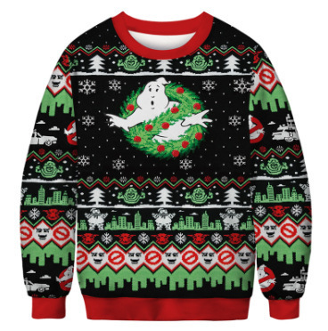 Friday Carnival Ugly Christmas Sweater Men's 3D Fun Patchwork Winter Long Sleeve Crew Neck Pullover