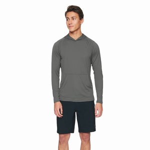 Sweat-shirt à capuche pour adultes en Polyester de couleur grise, coupe ajustée, sport actif, nouvelle collection - Product Image 3