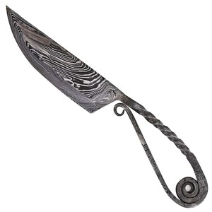 Couteau de cuisine antique médiéval en acier de Damas fait main lame en acier au carbone de qualité avec gaine en cuir pour la chasse - Product Image 2