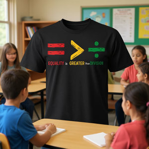 Maglietta promozionale per insegnanti di matematica: l'uguaglianza è superiore alla divisione - Edizione Black History - Product Image 3