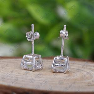 Cushion Cut <b>Stud</b> Moissanite Diamond Solitaire 925 <b>Sterling</b> <b>Silver</b> Classic Earrings Anniversary Gift for Women - Product Image 2