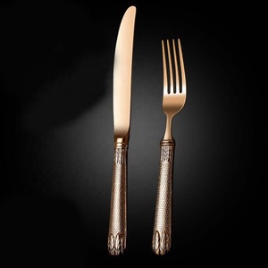 Portugal Acier Inoxydable Plaqué Or Métal Restauration Cuillère Ensembles Couteau Fourchette Et Cuillère Couverts Ensemble - Product Image 4