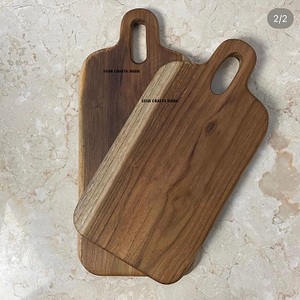 Planche à découper épaisse en bois et marbre avec logo personnalisé de bonne qualité Plateau planche à découper noir blanc Blocs à découper avec poignée - Product Image 3