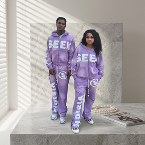Conjunto Deportivo Morado Seek See, Sudadera con Capucha de Corte Regular, Ropa Urbana Unisex para Adultos, Estampado por Sublimación, Talla Grande - Product Image 2