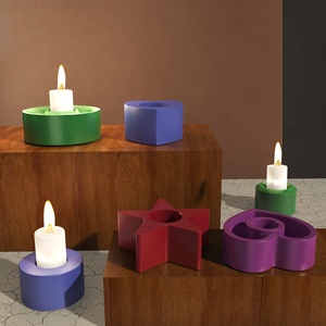 Moule chandelier étoile à cinq branches en forme de coeur, bougeoir en silicone, bricolage fête décoration maison lampe à thé chandelier moule - Product Image 4