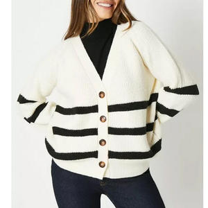 Vente directe d'usine sur les femmes hiver chaud coton col en v tricoté Cardigan boutonné pull décontracté - Product Image 1