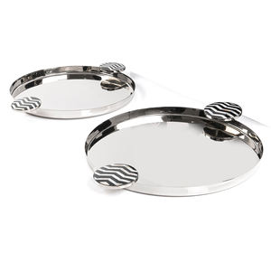 Bandeja de Metal de aluminio de lujo Patrón único Esmalte Impreso Mango para decoraciones de boda modernas Snack Servir restaurantes de lujo - Product Image 6