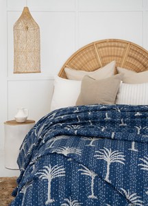 Kantha <b>Quilt</b> Reversible Blanket <b>Bedspread</b> Chic Boho Chic Duvet Coverlet Bedding Organic Animal Print Fabric for Home Vintage - Product Image 2