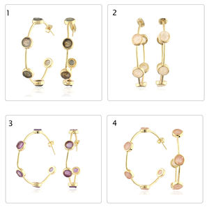Pendientes de aro huggie de piedra lunar natural sin cortar, más vendidos, de latón macizo chapado en oro, joyería elegante, regalo para mujeres, accesorios - Product Image 6