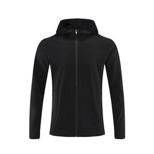 Sweat à capuche zippé pour homme, vêtement de sport actif léger à séchage rapide, col montant en toile, logo personnalisé, veste de course d'hiver - Product Image 5
