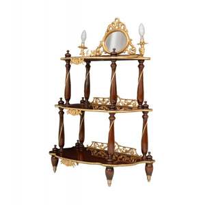 Consola Clásica de Lujo de Tres Niveles de Madera con Adornos de Latón - Product Image 3