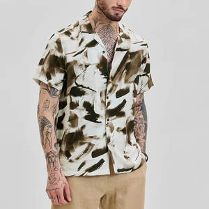 Camisas de Verano de Nuevo Estilo en Venta, Camisas con Cuello Cubano para Hombre con Logotipo Bordado Personalizado, Servicio OEM - Product Image 3