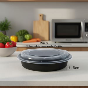 Contenitore per Alimenti Rotondo in PP da 9 Pollici, Resistente e Adatto al Microonde, 48oz - Per Uso Domestico o in Ufficio - Product Image 3