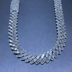 Cadena clásica de Plata de Ley 925 personalizada con diamantes helados, nueva moda, cadena de 18 mm con diamantes blancos, cadena de estilo Hip Hop Unisex - Product Image 2