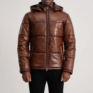 Blouson matelassé décontracté Gordon Brown en cuir PU imperméable à capuche avec fermeture éclair, style peau de mouton - Taille XS, Fourniture ODM, Brodé, Haute Qualité - Product Image 4
