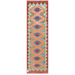 Alfombra Kilim de Maimana, Afganistán, 209 x 61 cm, Juego de Alfombras - Product Image 1