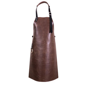 Tablier de cuisine de soudage en cuir véritable de Restaurant robuste bavoir étanche pour chef pour barbecue LAN-0025 de Style sans manches - Product Image 1