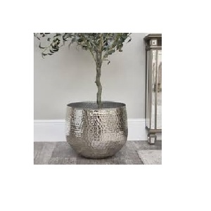 Pot de fleur argent métal aluminium plante Pot martelé décoratif fleur Vase inde métal jardinières ensemble - Product Image 2