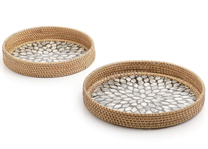 Latest Arrival Premium Quality Rattan Serving <b>Tray</b> Round Shape <b>Large</b> Size Jute Server Ware Wedding Food Serving <b>Tray</b> From India - Product Image 5