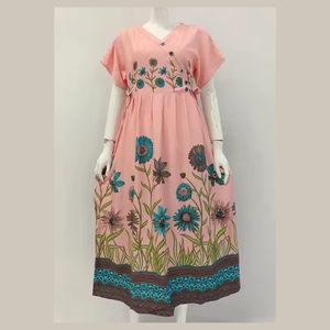 Casual Daily Ladies Summer Floral Dress Tallas grandes Ropa de dormir para mujer con camisón suelto de rayón suave - Product Image 1