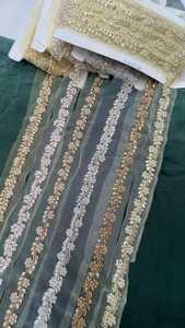 Bordure en dentelle à paillettes, broderie dorée pour chaussures - Accessoires de vêtement en gros, soluble dans l'eau - Product Image 5