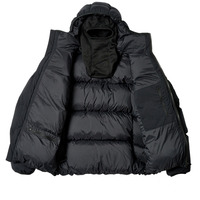 Blouson matelassé noir avec capuche et fermeture éclair, veste d'hiver pour la randonnée, blouson matelassé épais et chaud pour hommes