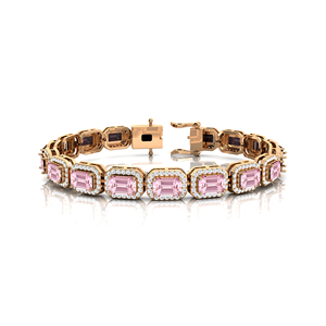 Véritable 10K 14K 18K Or Pur Véritable Diamant Rose Morganite Tennis Bracelet pour Femmes Élégant 2025 Mariée Fiançailles Fine Jewelry - Product Image 1