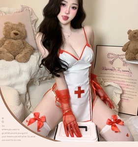 Disfraz de Enfermera Sexy 2026, Lencería Erótica con Escote Profundo en V, Uniforme de Enfermera para Halloween, Conjunto de Lencería con Medias y Guantes - Product Image 2